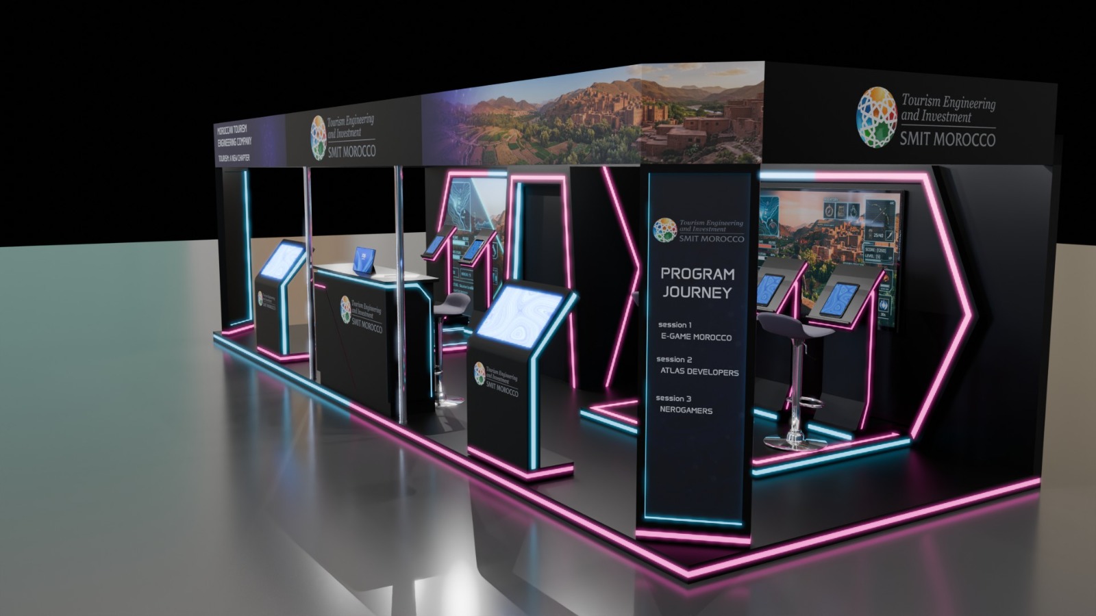Rendu 3D stand LUMI — vue 4